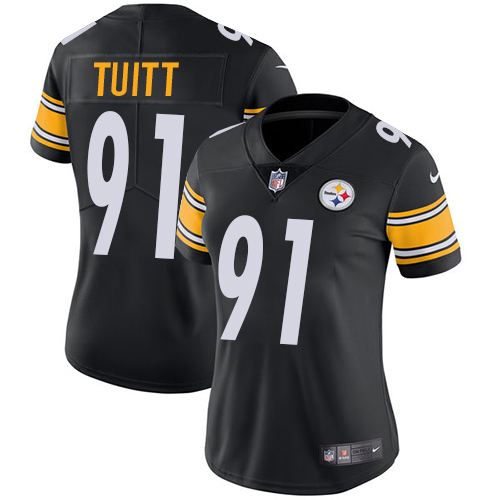 Nike Steelers #91 Stephon Tuitt Black Team Color Women's Stitched NFL Vapor Untouchable Limited Jersey - Click Image to Close